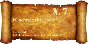 Mladoniczki Teó névjegykártya